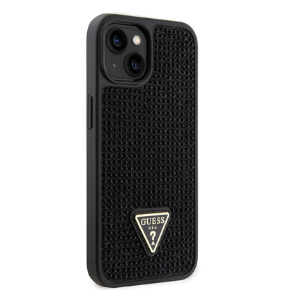 iPhone 14 Kılıf Guess Orijinal Lisanslı Taşlı Arka Yüzey Üçgen Logolu Kılıf