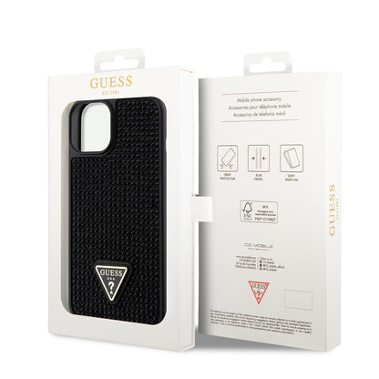 iPhone 14 Kılıf Guess Orijinal Lisanslı Taşlı Arka Yüzey Üçgen Logolu Kılıf