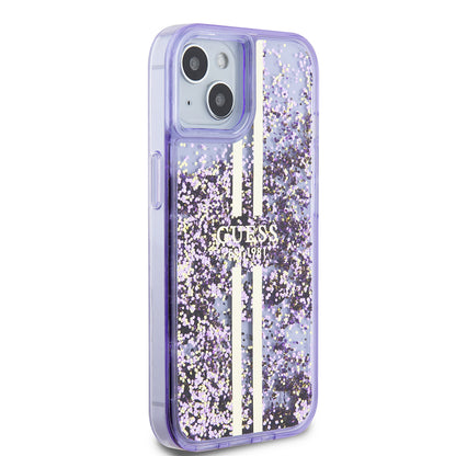 iPhone 14 Kılıf Guess Orijinal Lisanslı Transparan Sıvılı Simli Altın Çizgili Kılıf