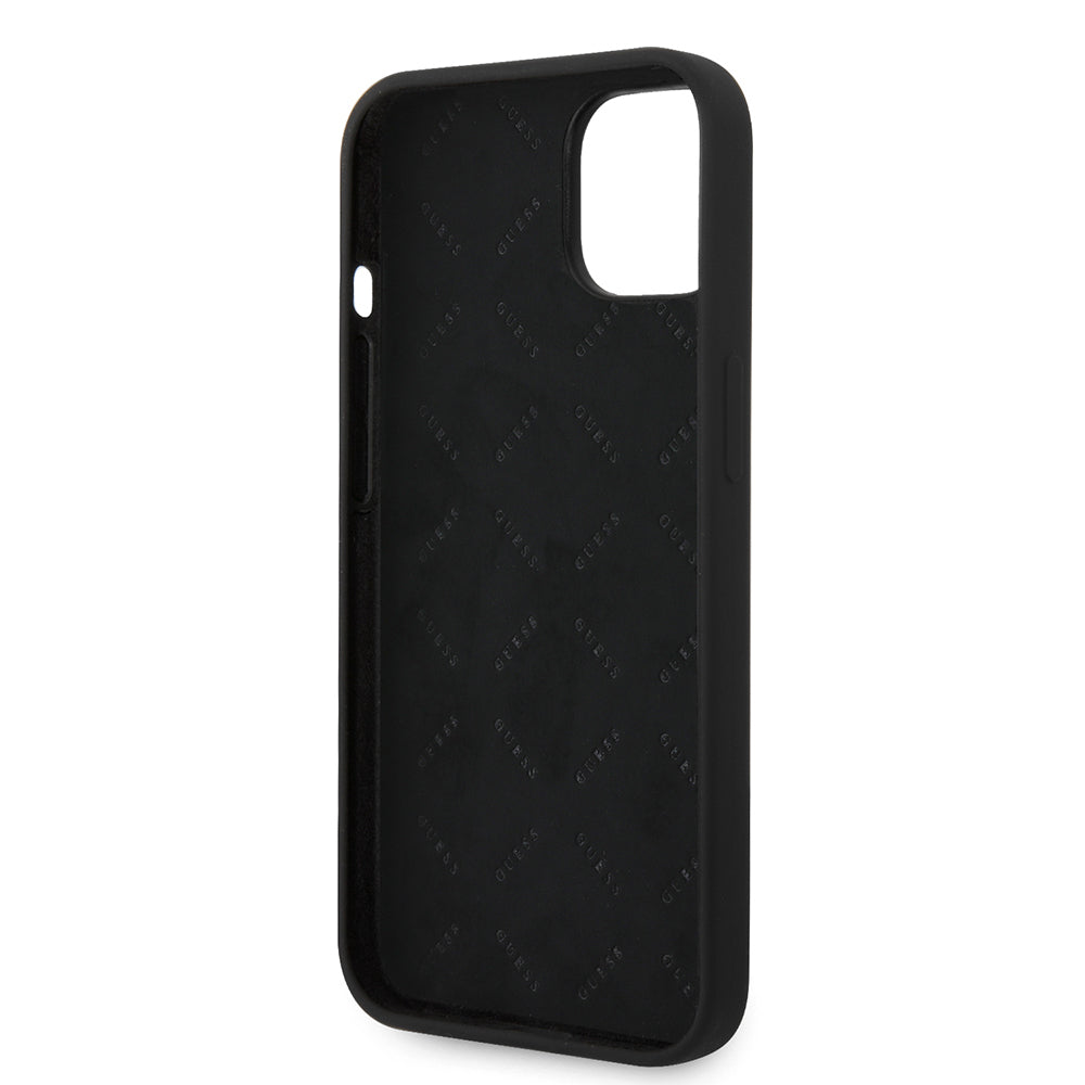 iPhone 14 Kılıf Guess Orijinal Lisanslı Yazı ve Taşlı 4G Logolu Silikon Kılıf