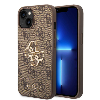 iPhone 14 Kılıf Guess PU Deri Büyük Metal Logo Dizaynlı Kılıf