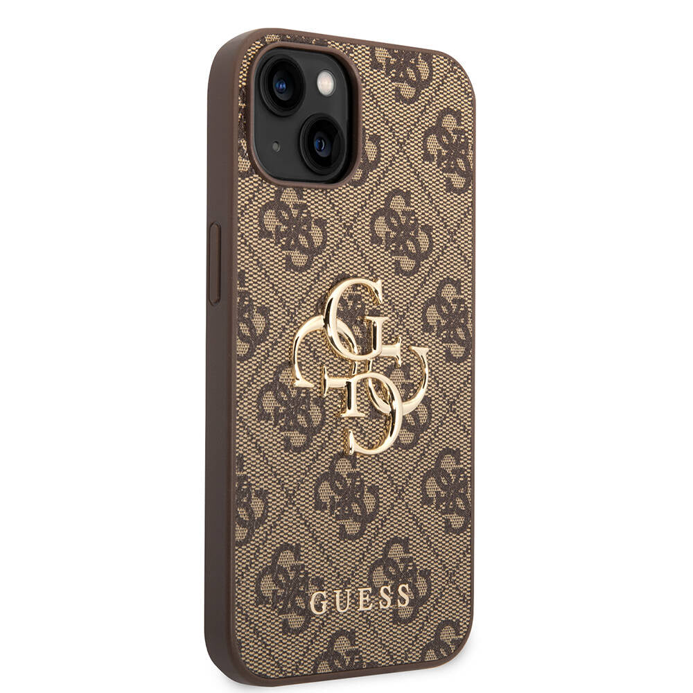 iPhone 14 Kılıf Guess PU Deri Büyük Metal Logo Dizaynlı Kılıf