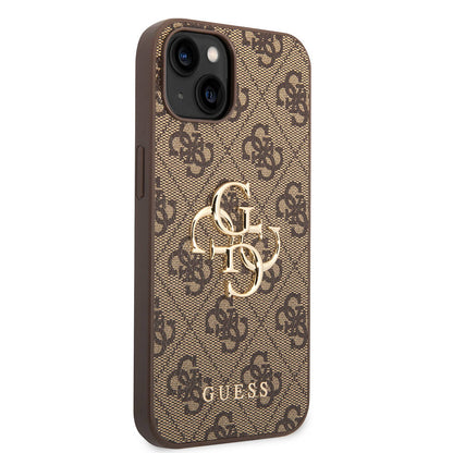 iPhone 14 Kılıf Guess PU Deri Büyük Metal Logo Dizaynlı Kılıf