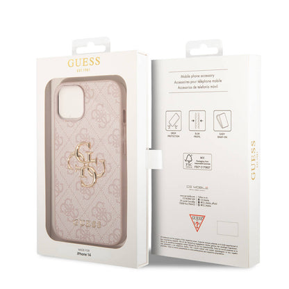 iPhone 14 Kılıf Guess PU Deri Büyük Metal Logo Dizaynlı Kılıf