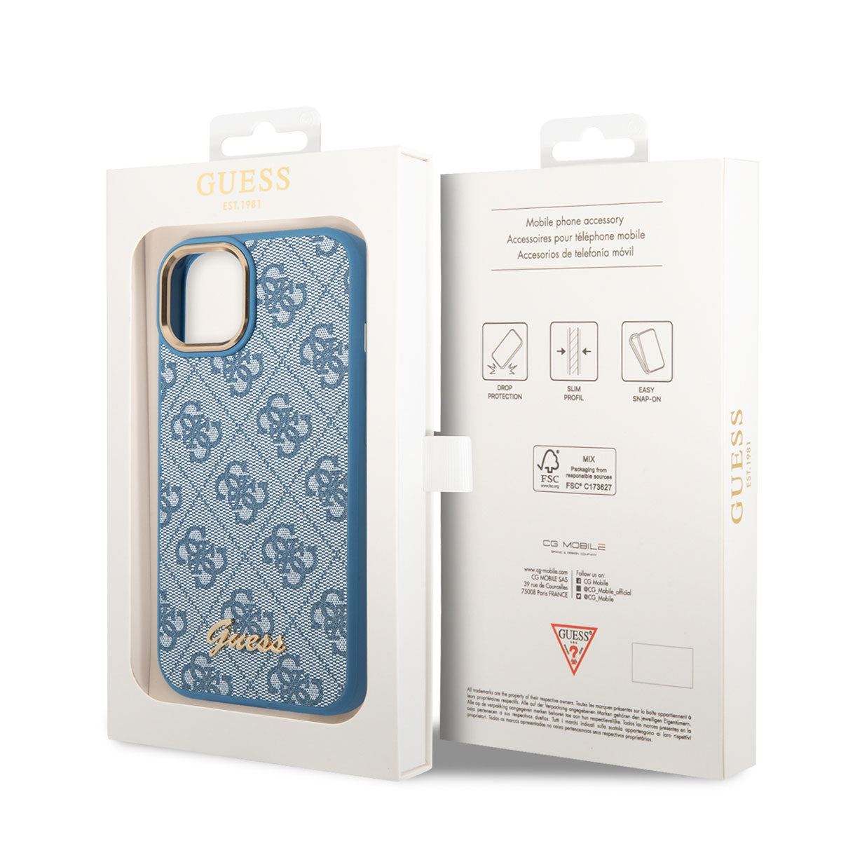 iPhone 14 Kılıf GUESS PU Deri Metal Logo Dizaynlı Kılıf