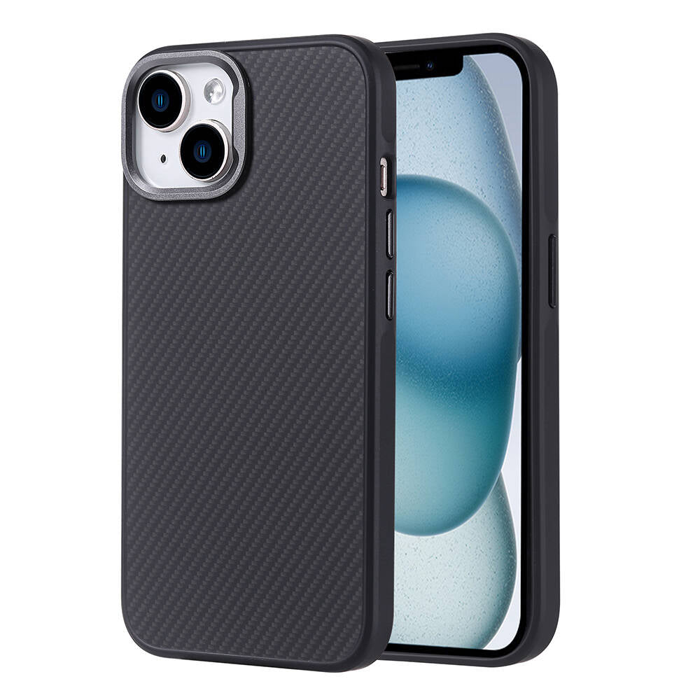 iPhone 14 Kılıf M-safe Şarj Özellikli Karbon Fiber Görünümlü Zore Troy Kılıf