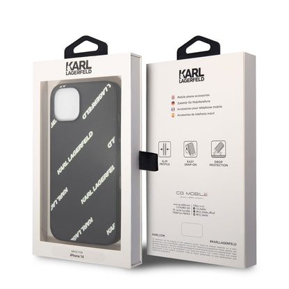 iPhone 14 Kılıf Karl Lagerfeld PU Suni Deri Logolu Dizayn Kılıf