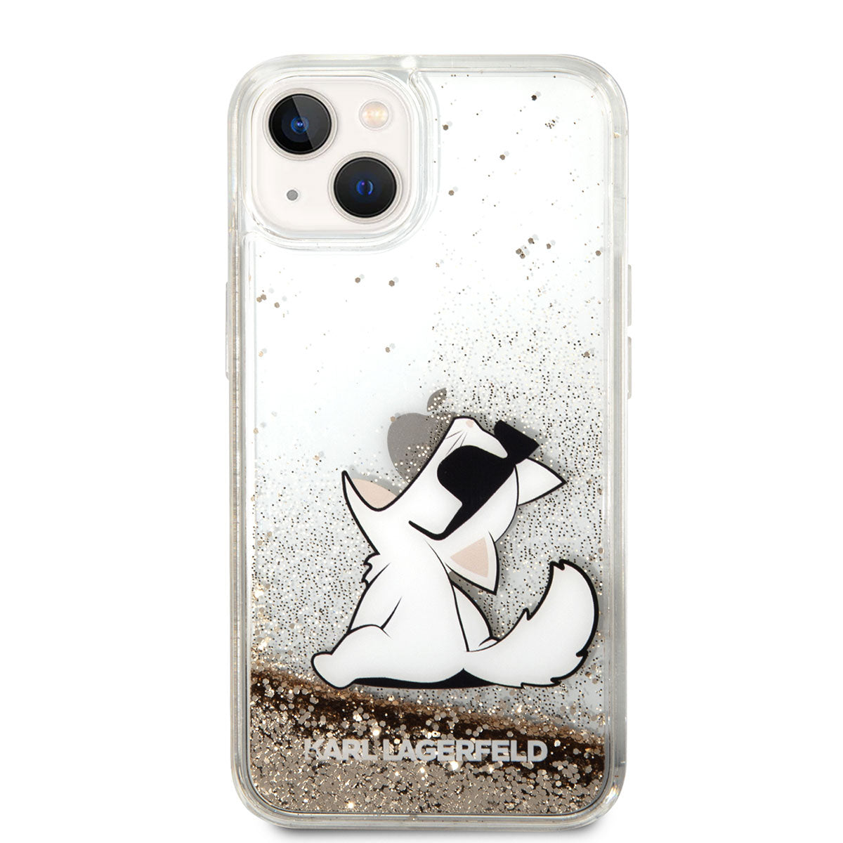 iPhone 14 Kılıf Karl Lagerfeld Sıvılı Simli Choupette Dizayn Kılıf