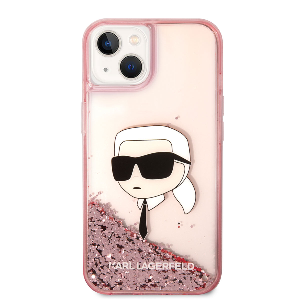 iPhone 14 Kılıf Karl Lagerfeld Sıvılı Simli Karl Head Dizayn Kılıf