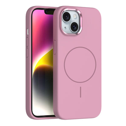 iPhone 14 Kılıf M-Safe Şarj Özellikli Metal Kamera Çerçeveli Zore Edi Silikon Kılıf
