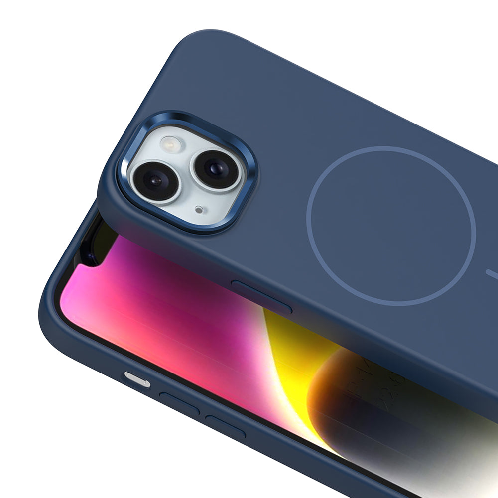 iPhone 14 Kılıf M-Safe Şarj Özellikli Metal Kamera Çerçeveli Zore Edi Silikon Kılıf