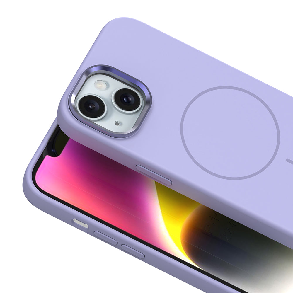 iPhone 14 Kılıf M-Safe Şarj Özellikli Metal Kamera Çerçeveli Zore Edi Silikon Kılıf