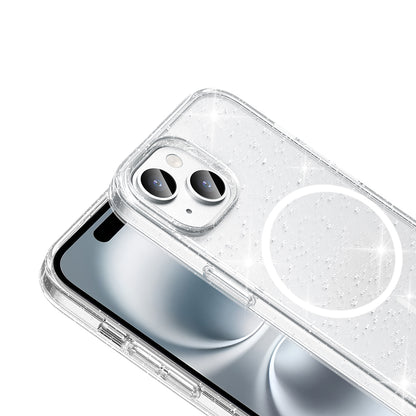 iPhone 14 Kılıf M-safe Şarj Özellikli Parlayan Simli Saydam Renkli Zore Maris Kılıf