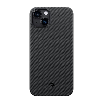 iPhone 14 Kılıf M-safe Şarj Özellikli 1500D Aramid Fiber Pitaka Ultra-Slim Classic Serisi Black-Grey Twill Kılıf