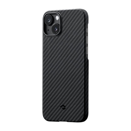 iPhone 14 Kılıf M-safe Şarj Özellikli 1500D Aramid Fiber Pitaka Ultra-Slim Classic Serisi Black-Grey Twill Kılıf
