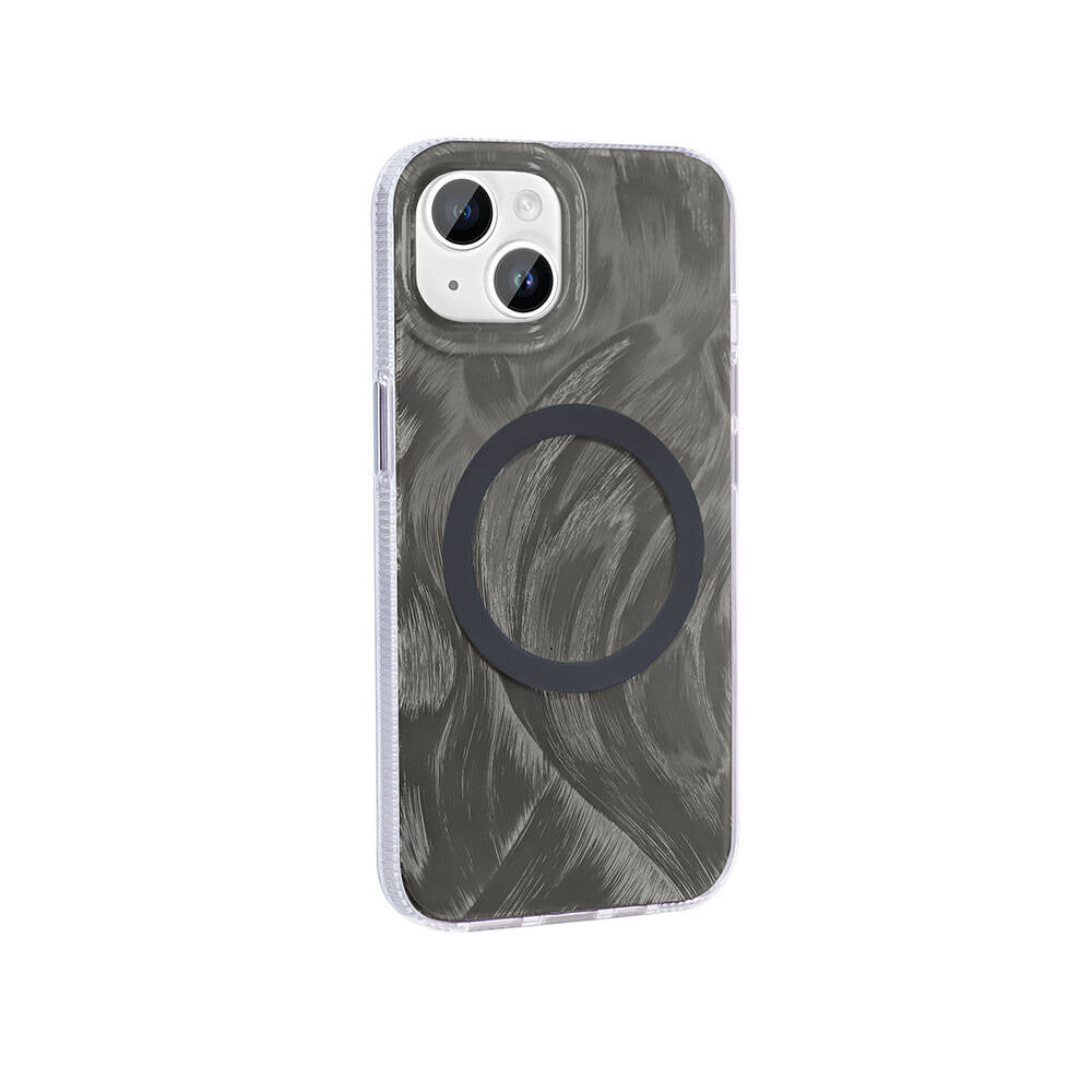iPhone 14 Kılıf M-safe Şarj Özellikli Fırça Boya Desenli Zore Palet Kılıf