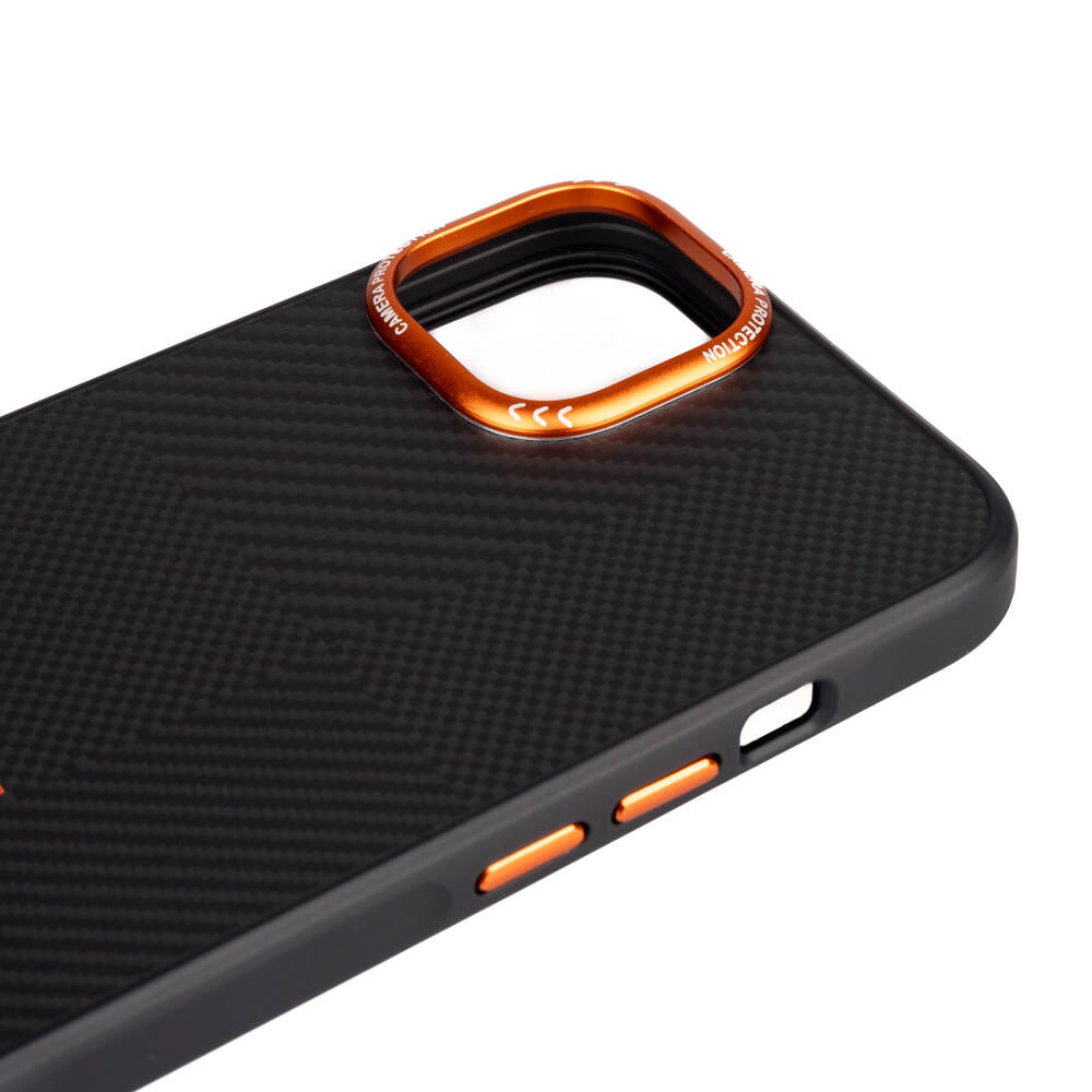 iPhone 14 Kılıf M-safe Şarj Özellikli Karbon Fiber Görünümlü Zore Kamp Kılıf