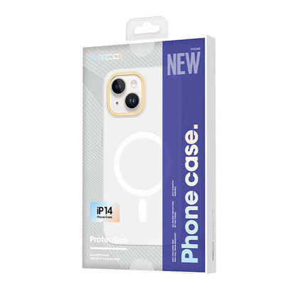 iPhone 14 Kılıf M-safe Şarj Özellikli Metal Kamera Çerçeveli Recci Glaze Serisi Kılıf