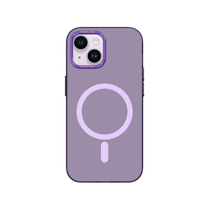 iPhone 14 Kılıf M-safe Şarj Özellikli Metal Kamera Çerçeveli Recci Glaze Serisi Kılıf