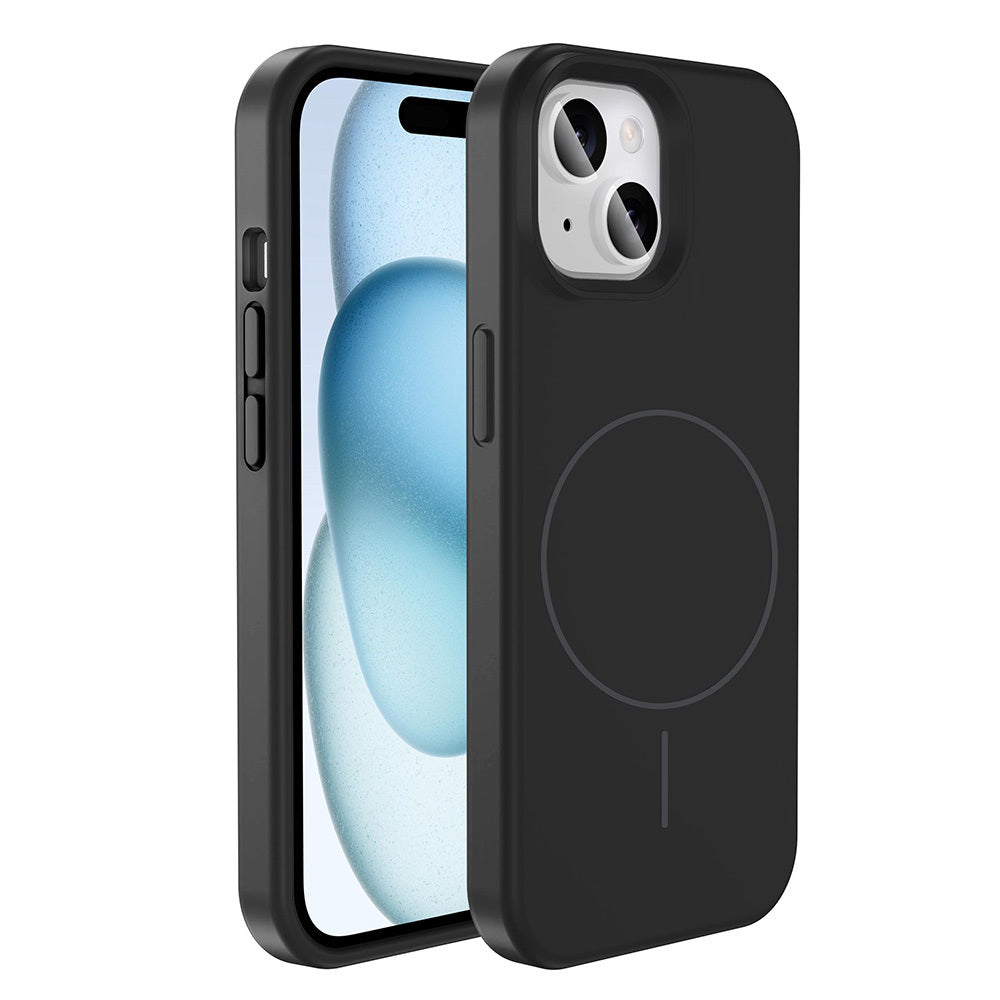 iPhone 14 Kılıf M-safe Şarj Özellikli Sıvı Teknolojili Silinebilir Sert Zore Kivi Kılıf