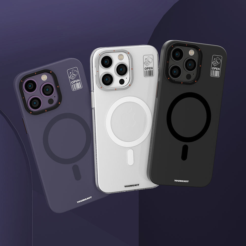 iPhone 14 Kılıf M-safe Şarj Özellikli Standlı YoungKit Hermit Bracket Serisi Kılıf