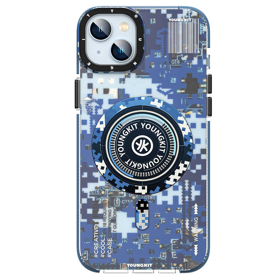 iPhone 14 Kılıf M-safe Şarj Özellikli YoungKit Kamuflaj Serisi Kılıf