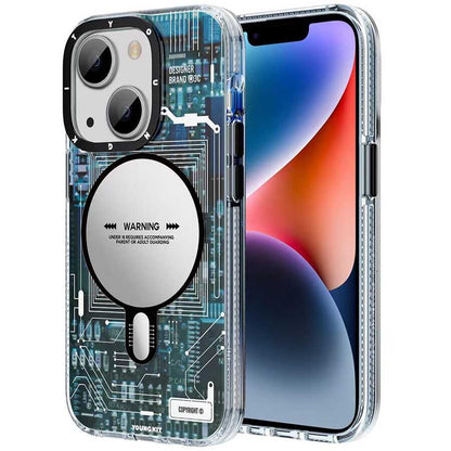 iPhone 14 Kılıf M-safe Şarj Özellikli YoungKit Technology Serisi Kılıf