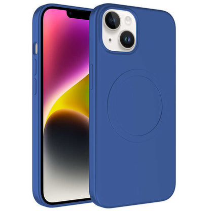 iPhone 14 Kılıf M-safe Wireless Şarj Özellikli Pastel Renk Silikon Zore Plas Kılıf