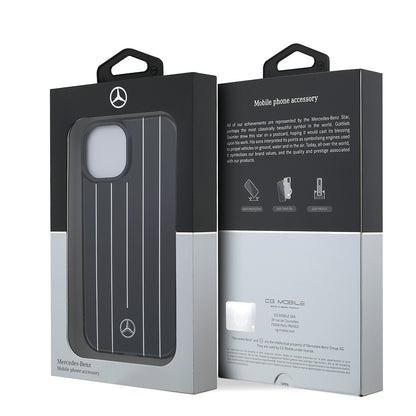 iPhone 14 Kılıf Mercedes Benz OrijinalLisanslı New Urban 3 Sert PC Paralel Çizgi Desenli Kılıf