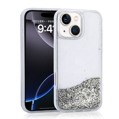 iPhone 14 Kılıf Sıvılı Simli Şeffaf Arka Yüzey Zore Keto Silikon Kılıf