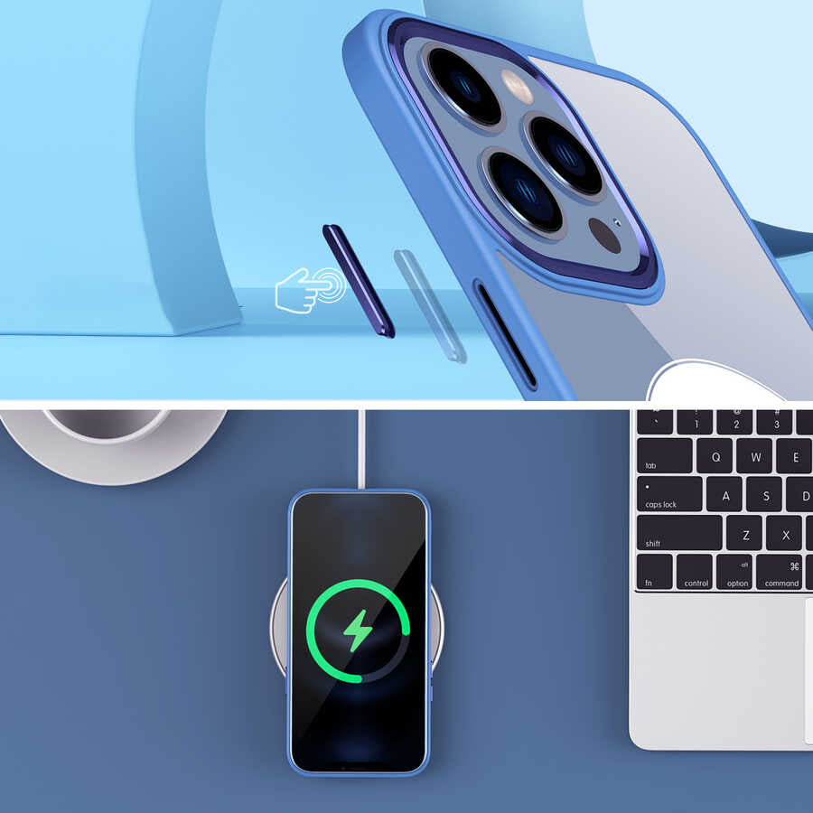iPhone 14 Kılıf Wireless Şarj Özellikli Zore Krom M-safe Silikon Kılıf