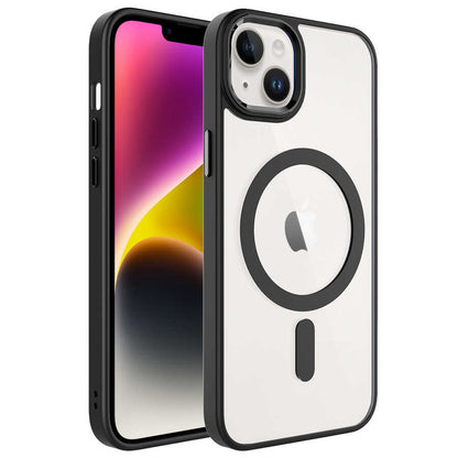 iPhone 14 Kılıf Wireless Şarj Özellikli Zore Krom M-safe Silikon Kılıf