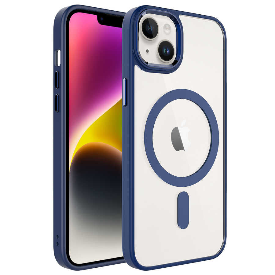 iPhone 14 Kılıf Wireless Şarj Özellikli Zore Krom M-safe Silikon Kılıf