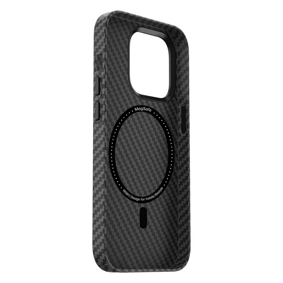 iPhone 14 Kılıf Wiwu Karbon Fiber Görünümlü M-safe Wireless Şarj Özellikli Kabon Kılıf