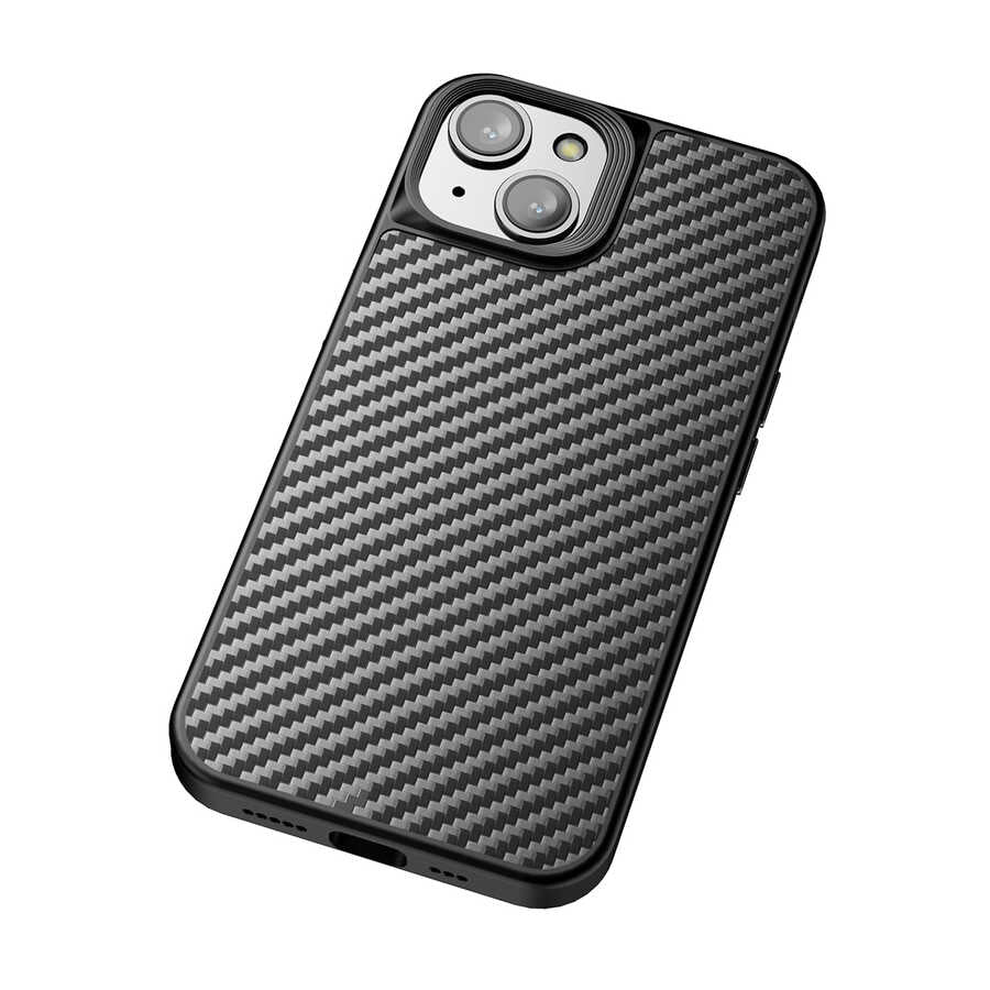 iPhone 14 Plus Kılıf Aramid Karbon Fiber M-safe Özellikli Wlons Radison Kılıf