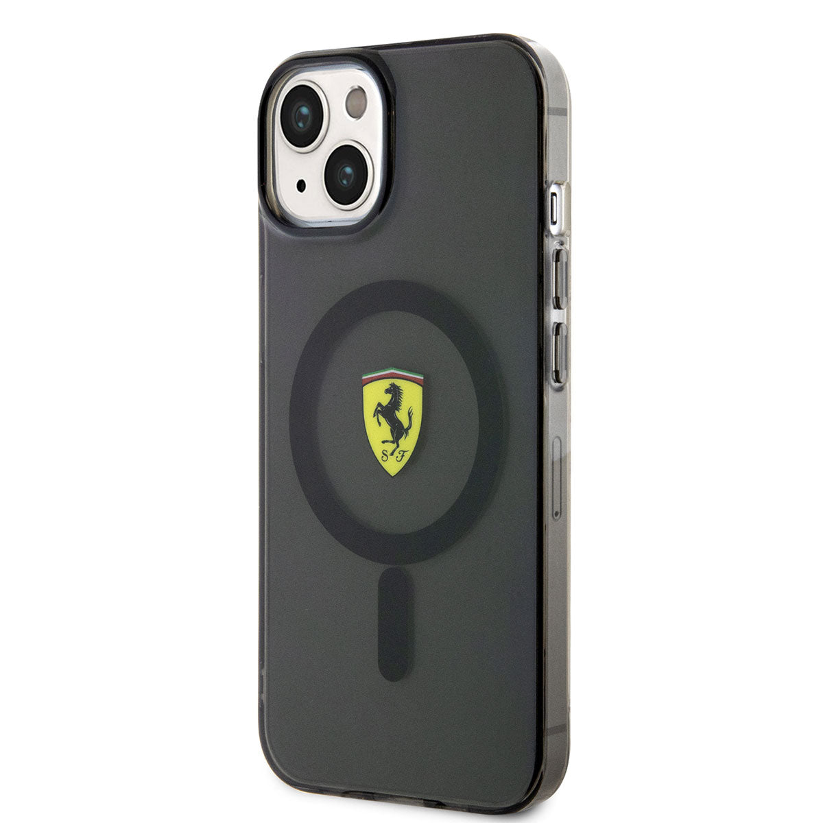 iPhone 14 Plus Kılıf Ferrari M-safe Şarj Özellikli Yarı Transparan Dizayn Kılıf