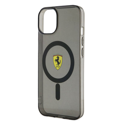 iPhone 14 Plus Kılıf Ferrari M-safe Şarj Özellikli Yarı Transparan Dizayn Kılıf