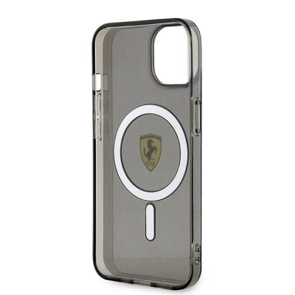 iPhone 14 Plus Kılıf Ferrari M-safe Şarj Özellikli Yarı Transparan Dizayn Kılıf