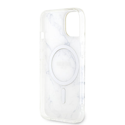 iPhone 14 Plus Kılıf GUESS M-safe Şarj Özellikli Mermer Desenli Kılıf