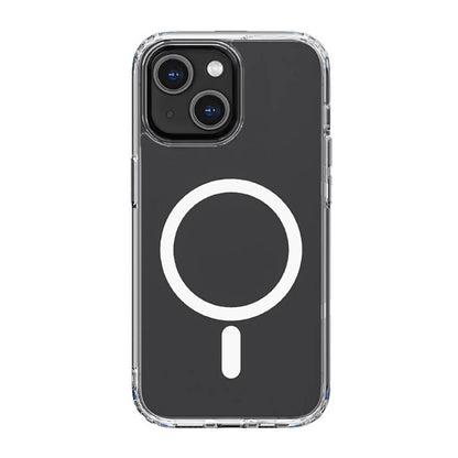 iPhone 14 Plus Kılıf M-safe Şarj Özellikli Airbagli Şeffaf PC Arka Yüzey Recci Magnetik Suction Serisi Kılıf