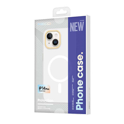 iPhone 14 Plus Kılıf M-safe Şarj Özellikli Metal Kamera Çerçeveli Recci Glaze Serisi Kılıf