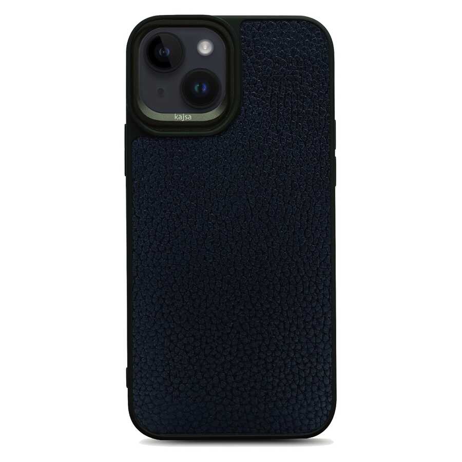 iPhone 14 Plus Kılıf Soft Deri Metal Kamera Çerçeveli Kajsa Litchi Kılıf