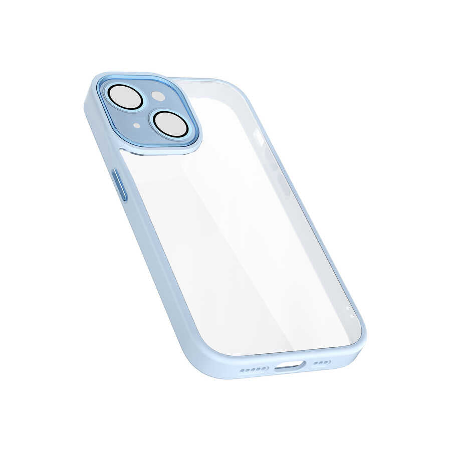 iPhone 14 Plus Kılıf Wiwu VCC-104 Lens Korumalı Renkli Kenar Arkası Şeffaf Vivid Clear Kılıf