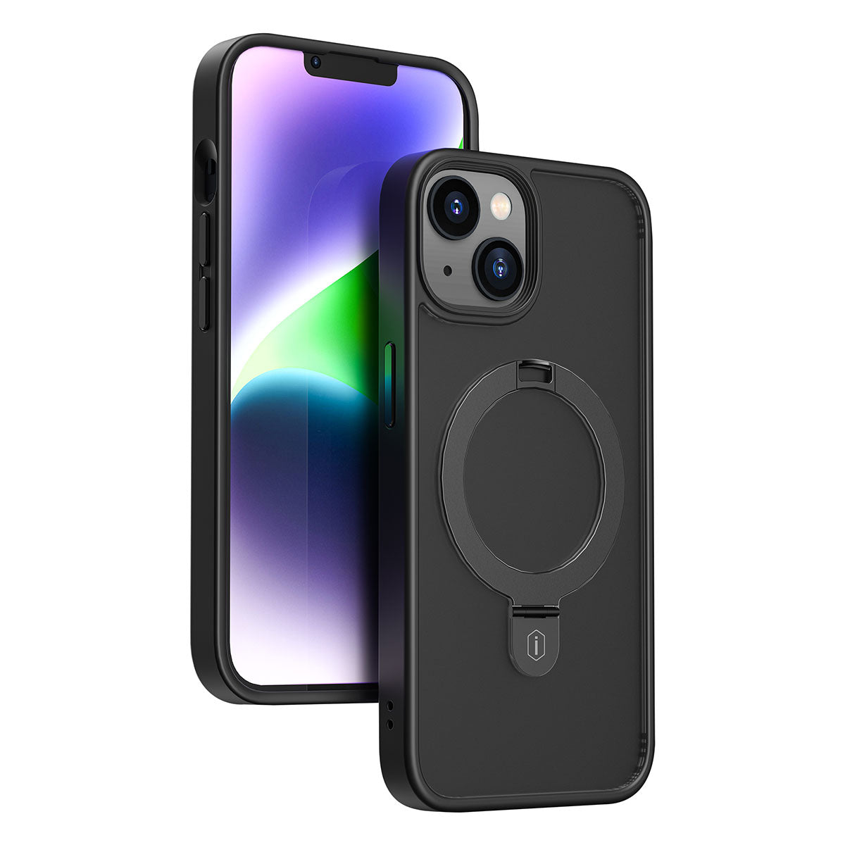 iPhone 14 Plus Kılıf Wiwu ZMM-010 M-safe Şarj Özellikli Parmak İzi Bırakmayan Mat Transparan Standlı Kılıf