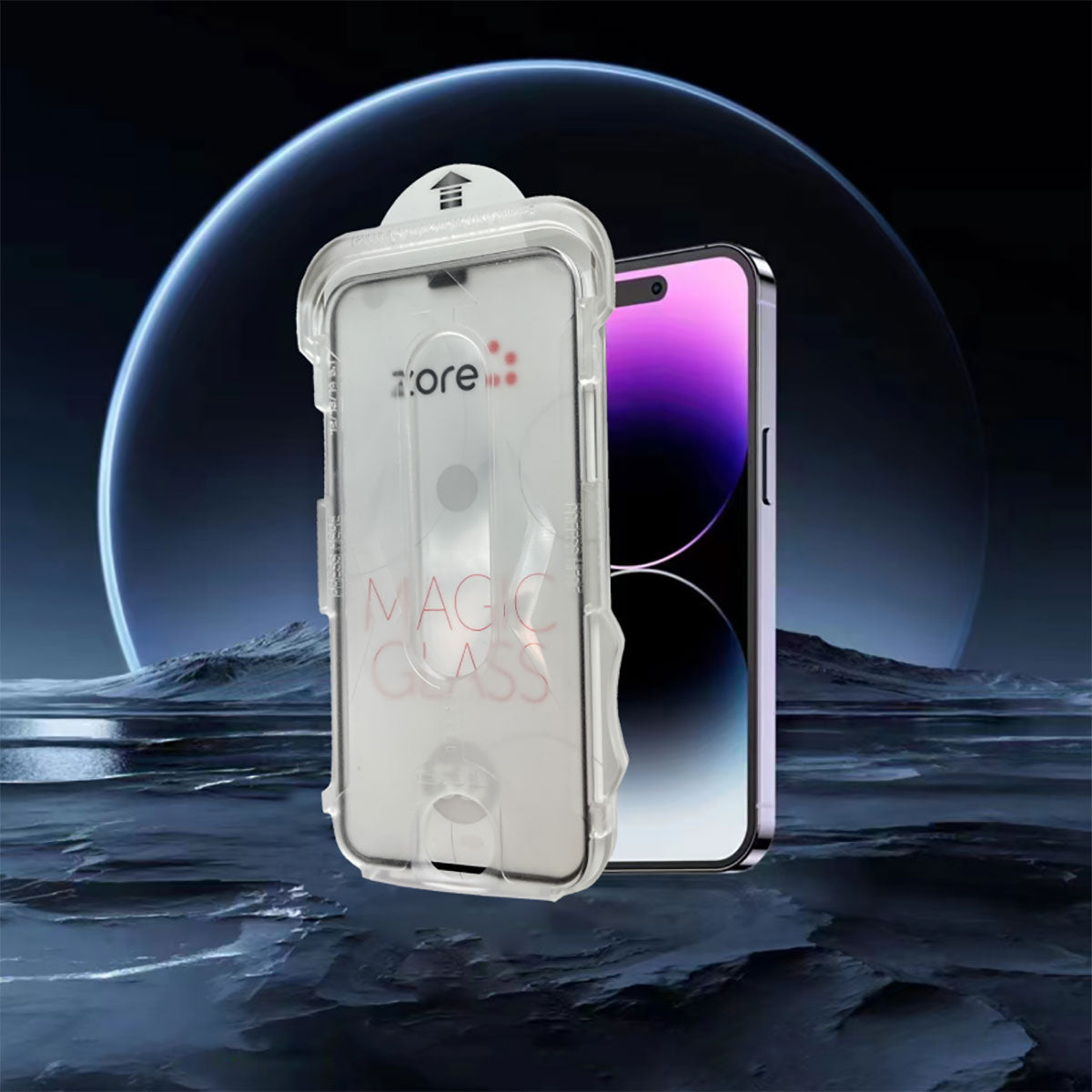 iPhone 14 Plus Zore Kolay Uygulama Aparatlı 5D Magic Glass Cam Ekran Koruyucu