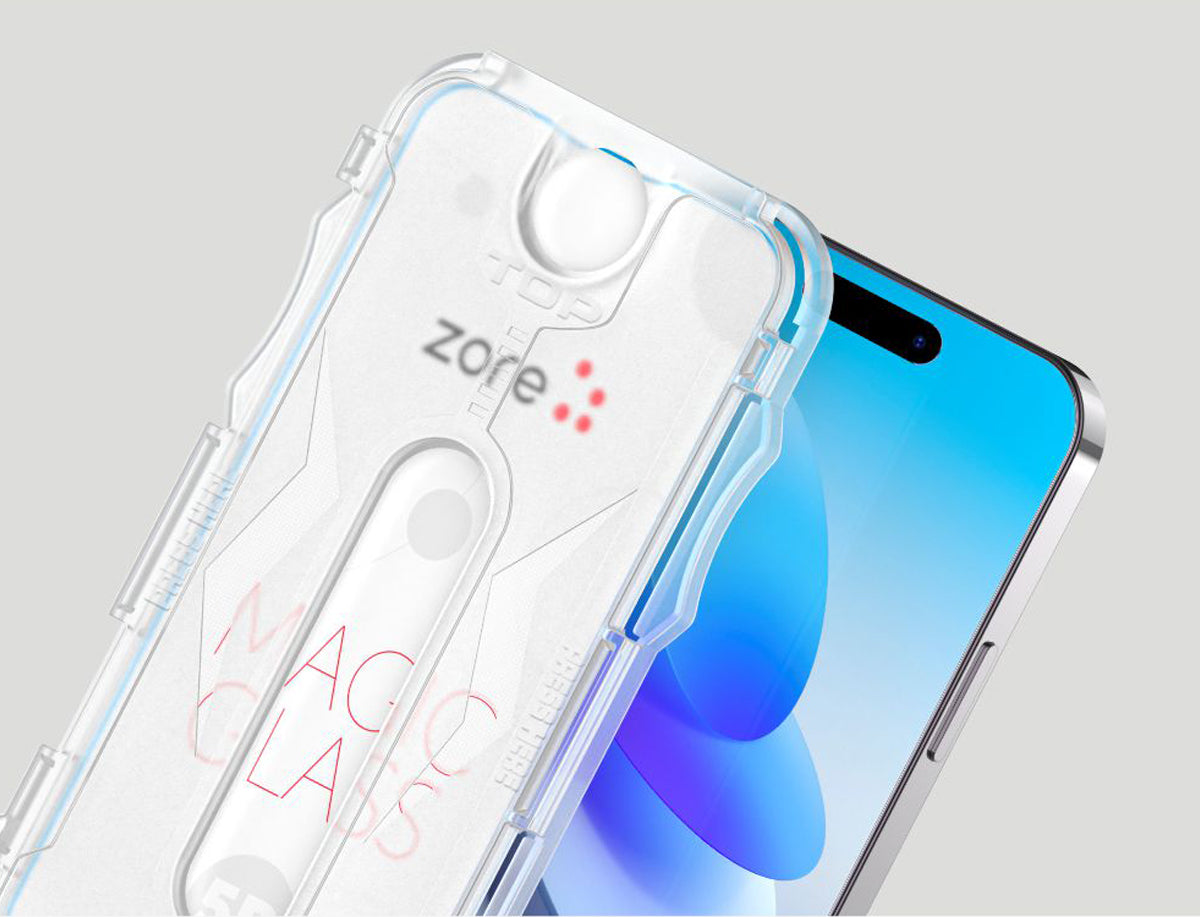 iPhone 14 Plus Zore Kolay Uygulama Aparatlı 5D Magic Glass Cam Ekran Koruyucu