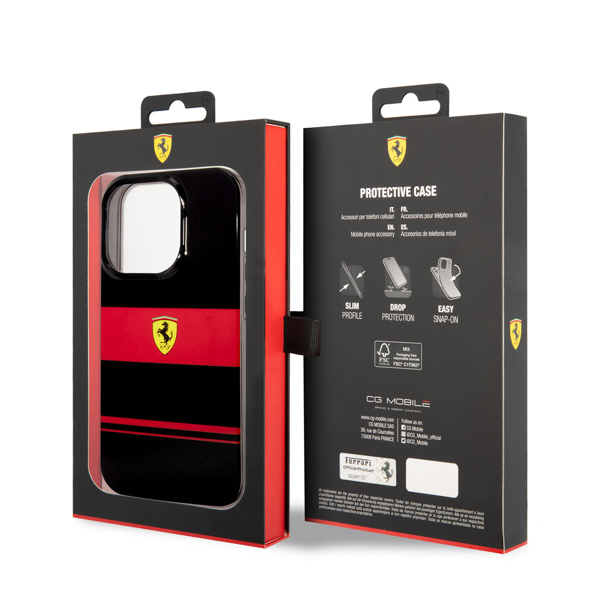 iPhone 14 Pro Kılıf Ferrari Orijinal Lisanslı M-safe Şarj Özellikli Yatay Çizgili Dizayn Kılıf