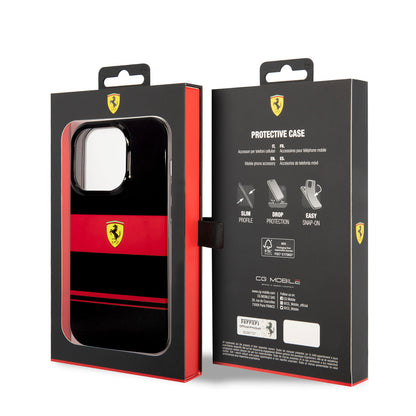iPhone 14 Pro Kılıf Ferrari Orijinal Lisanslı M-safe Şarj Özellikli Yatay Çizgili Dizayn Kılıf