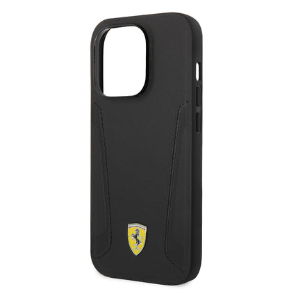 iPhone 14 Pro Kılıf Ferrari M-safe Şarj Özellikli Deri Kenarları Damgalı Dizayn Kılıf