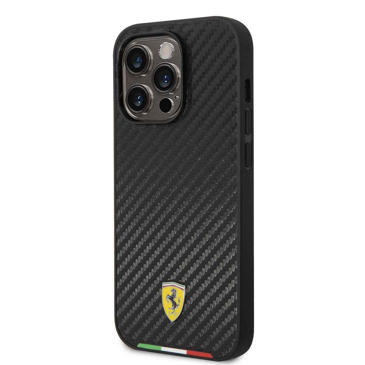 iPhone 14 Pro Kılıf Ferrari M-safe Şarj Özellikli Karbon İtalyan Bayrak Dizayn Kılıf